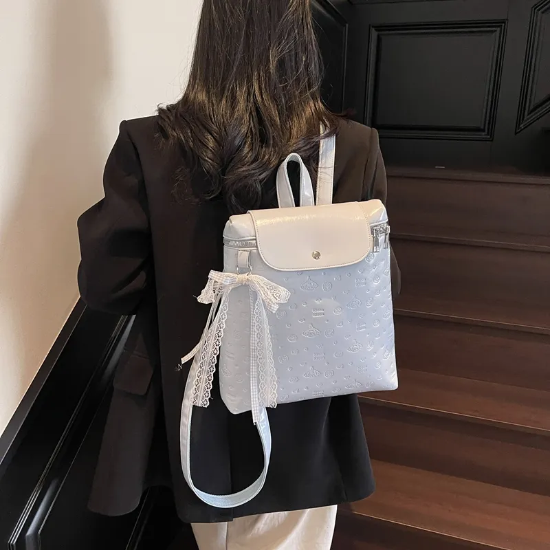 Iman's House PU Backpack Women's White/Pink/Blue/Black-11