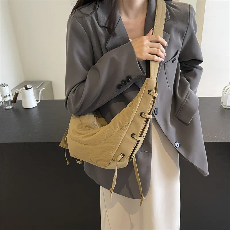 Iman's House Fabric Shoulder Bag Crossbody Bag Regular Unisex Coffee/Khaki/Fuchsia/Black-1