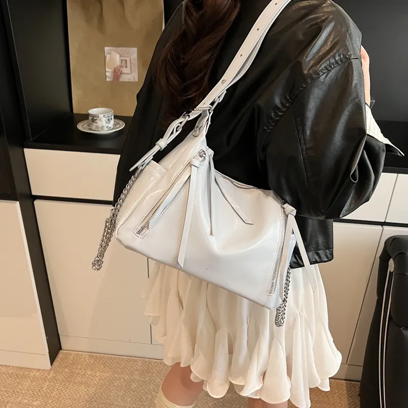 Iman's House PU Shoulder Bag Women's Black/White/Silver/Blue-16