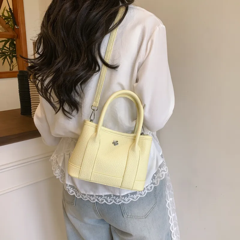 Iman's House PU Bucket Bag, One Shoulder Handbag Women's White/Pink/Yellow/Black-14