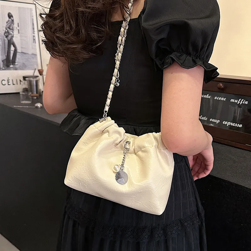 Iman's House PU Shoulder Bag Regular Women's Ecru/Silver/Black-1