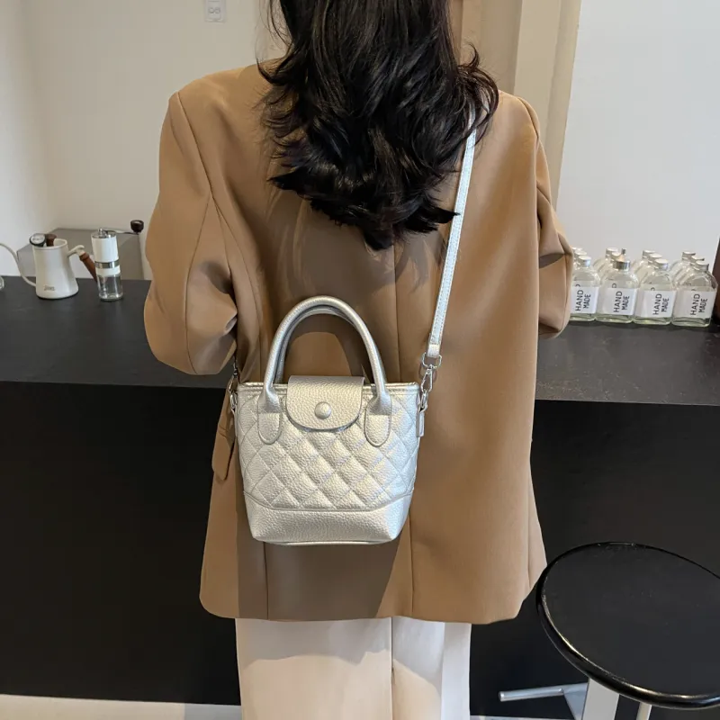 Iman's House PU Shoulder Bag Women's White & Black/Silver/Coffee/Black-8
