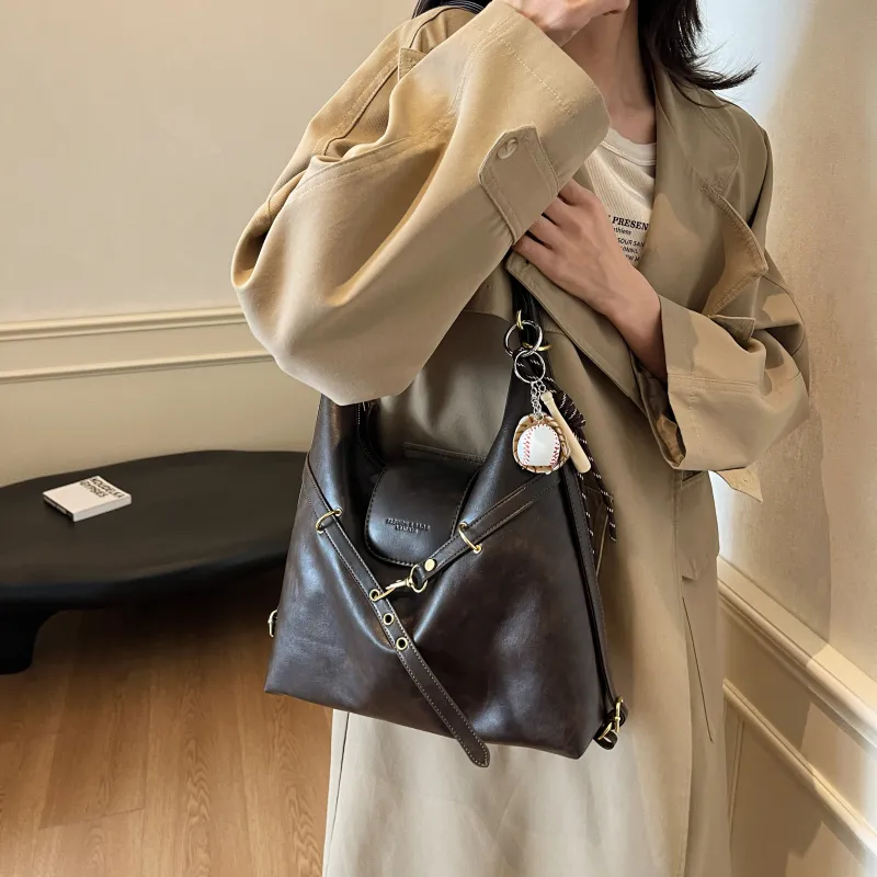 Iman's House PU Double Shoulder Crossbody Bag, Shoulder Bag Women's Light Brown/Dark Brown/Coffee/Black-11