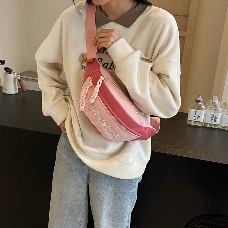 Iman's House Nylon Fabric Shoulder Bag Women's Pink/Ecru/Gray/Black-2