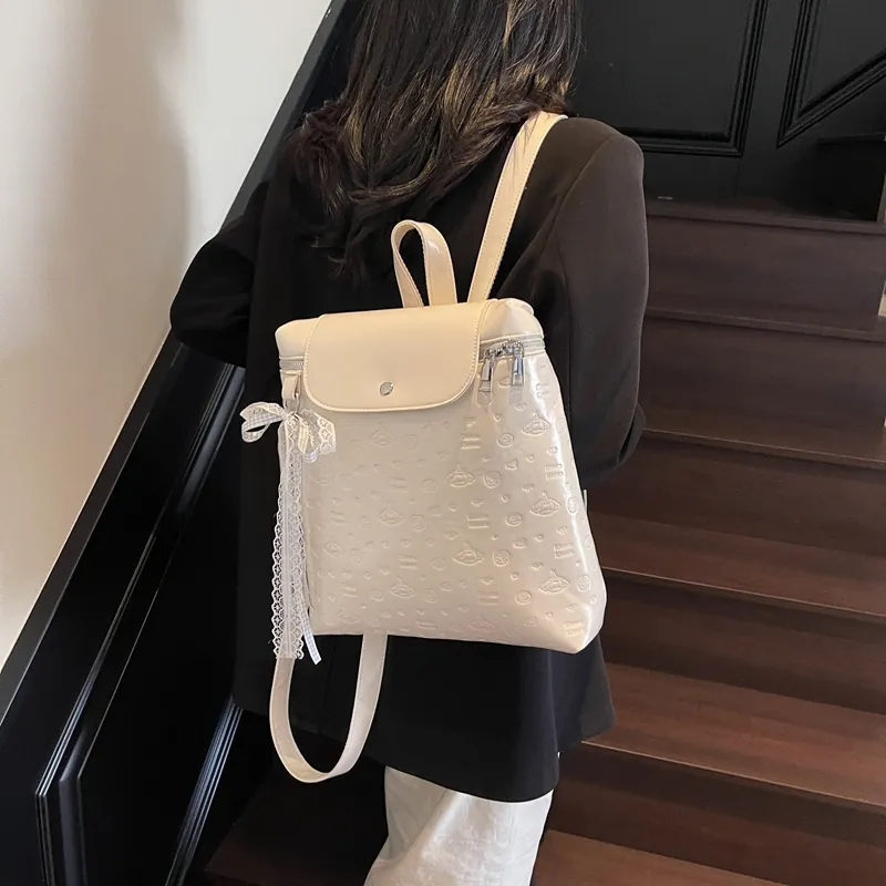 Iman's House PU Backpack Women's White/Pink/Blue/Black-2