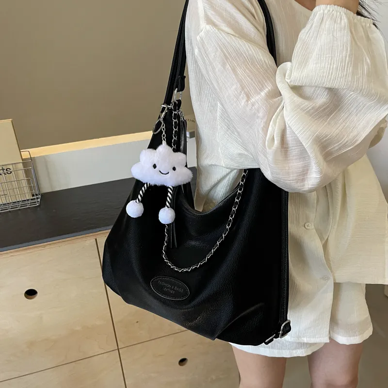 Iman's House PU Portable One Shoulder Backpack Regular Women's White/Blue/Black-13