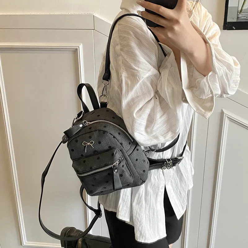 Iman's House PU Backpack Regular Women's White/Gray/Black-11