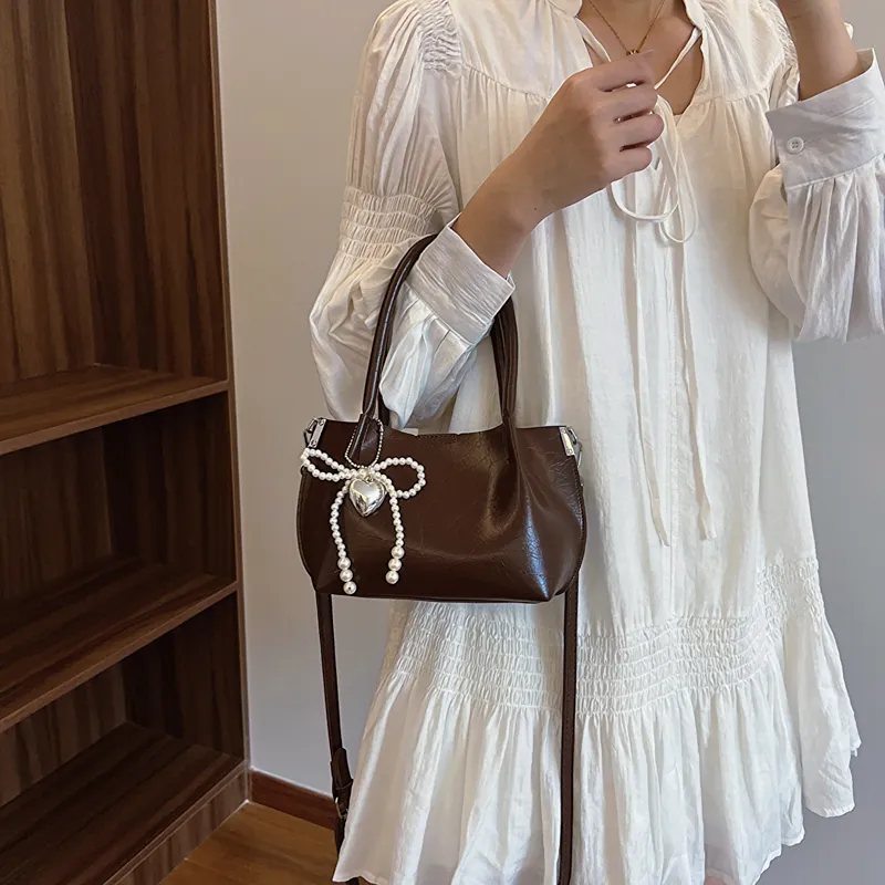 Iman's House PU Shoulder Bag Women's Silver/Ecru/Coffee/Black-11