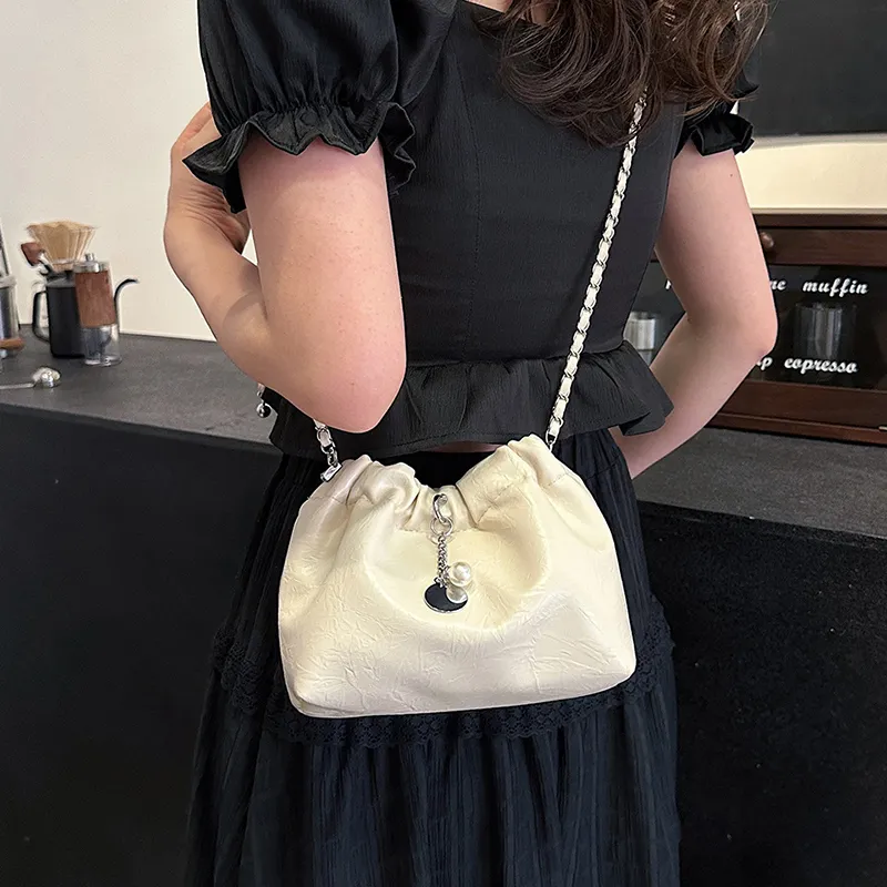 Iman's House PU Shoulder Bag Regular Women's Ecru/Silver/Black-4