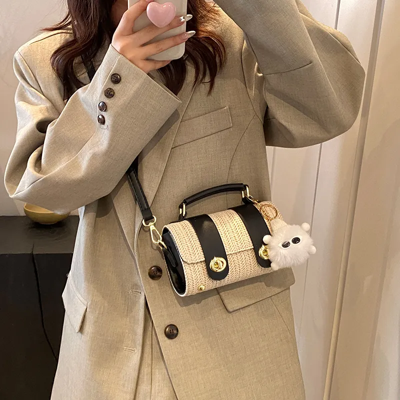 Iman's House PU Shoulder Bag Women's White/Khaki/Brown/Black-15