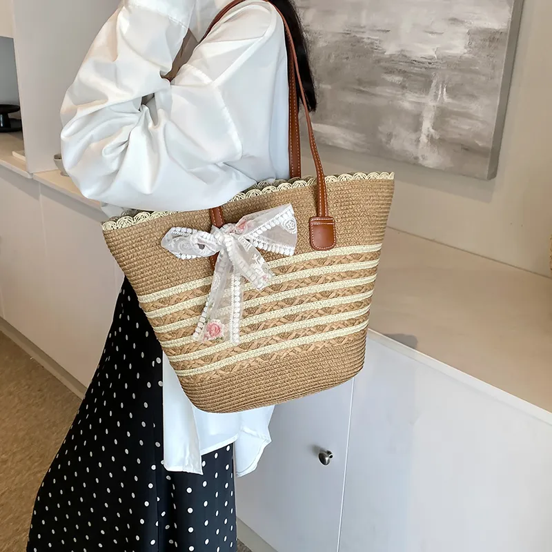 Iman's House Straw Woven Shoulder Bag Women's Wide Stripe Ecru/Lacy Khaki/Cut Out Ecru/Stripes Brown/Wide Stripe Khaki-22