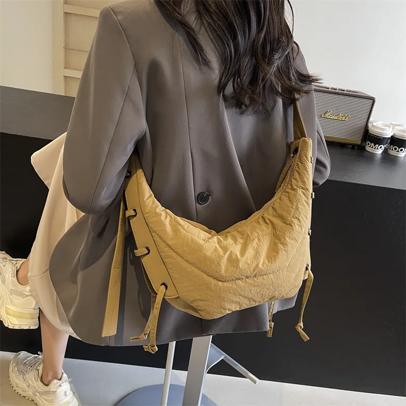 Iman's House Fabric Shoulder Bag Crossbody Bag Regular Unisex Coffee/Khaki/Fuchsia/Black-4