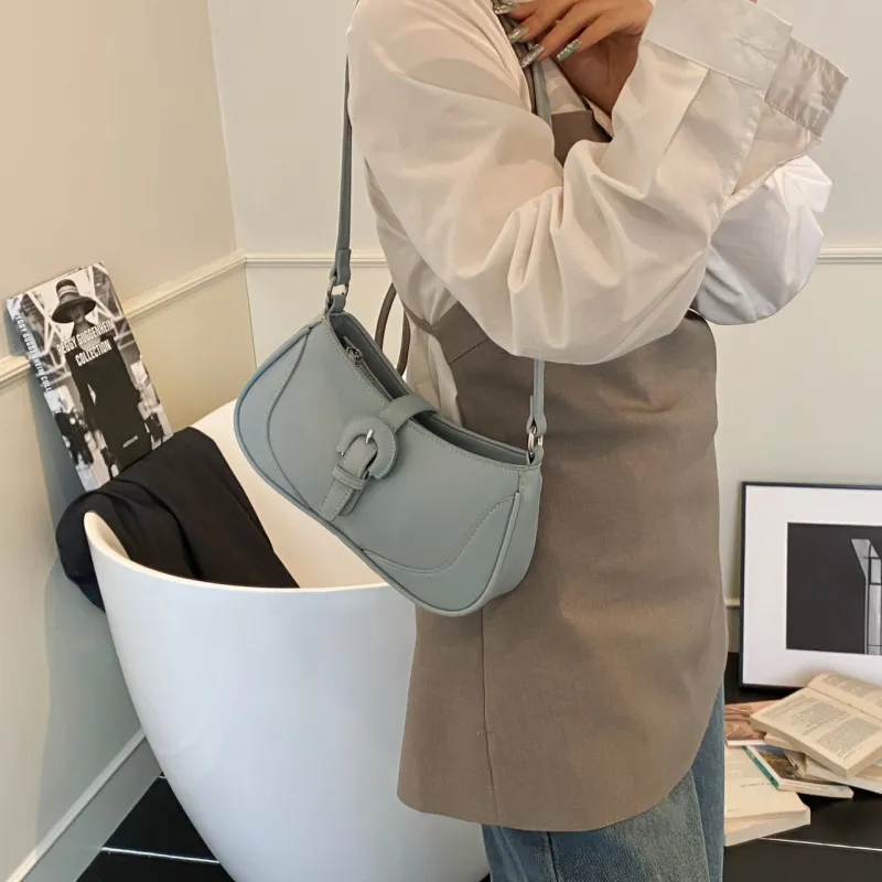 Iman's House PU Shoulder Bag Women's White/Blue/Pink/Black-7