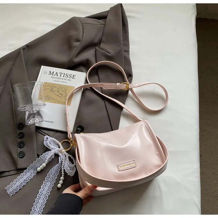 Iman's House PU Shoulder Bag Women's White/Pink/Black/Silver-11
