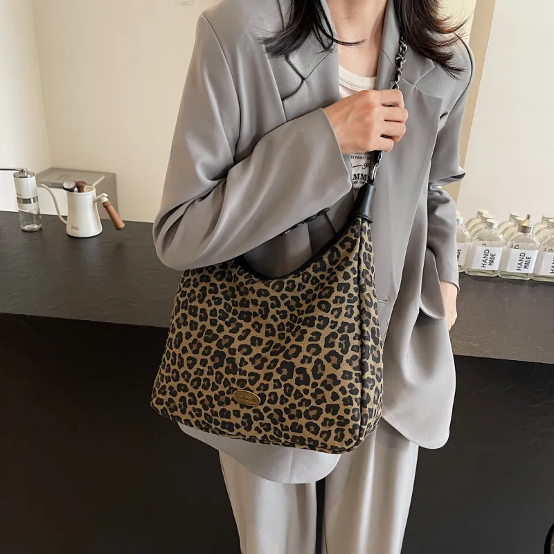 Iman's House Canvas Shoulder Bag Large Size Women's Coffee/Black-8