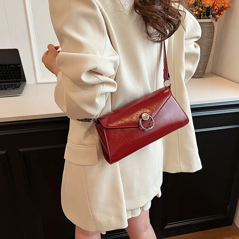 Iman's House PU Shoulder Bag Women's Silver/Ecru/Red/Black-14