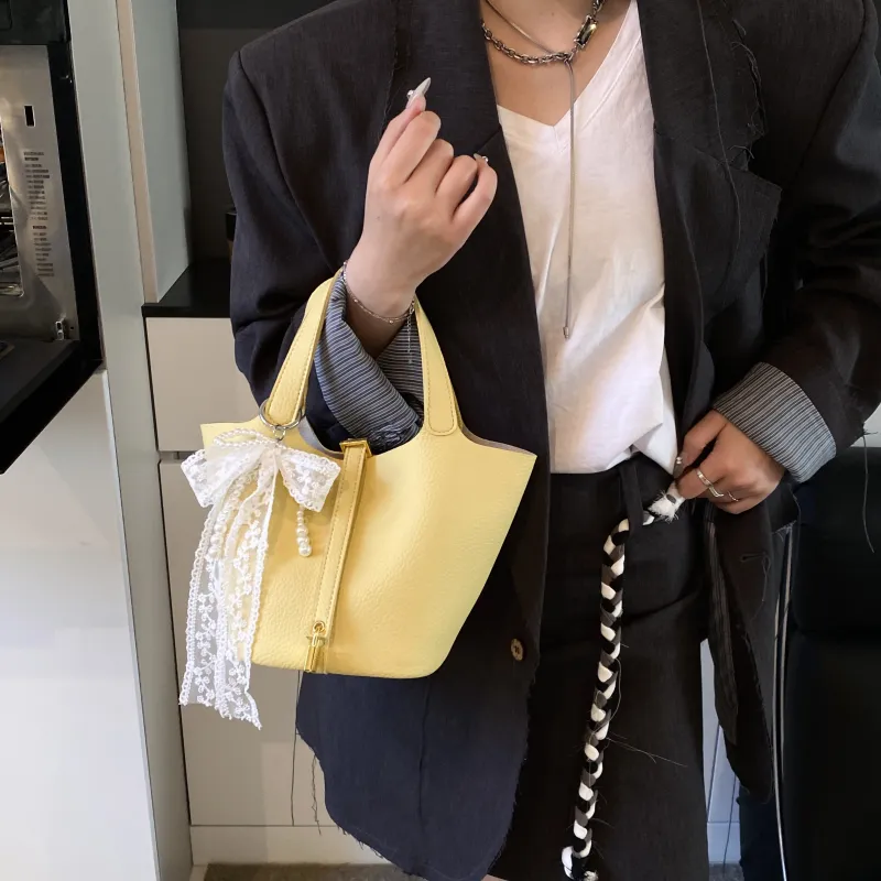 Iman's House PU Handbag Women's Ecru/Yellow/Elephant Gray-6
