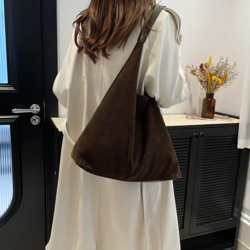 Iman's House Suede With PU Coating Shoulder Bag Women's Black/Coffee/Brown/Leopard Print-6