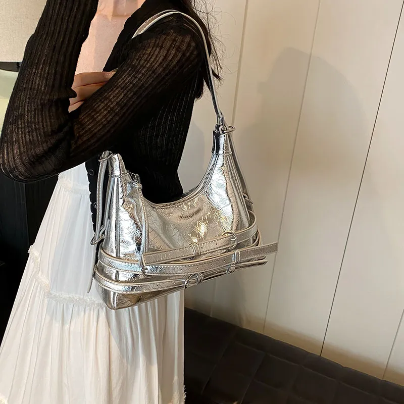 Iman's House PU Crossbody Shoulder Bag Regular Women's Silver/Black/Red/White-3