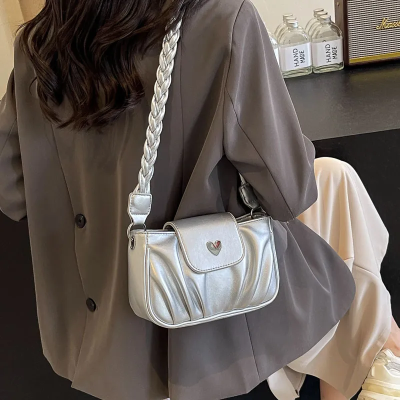 Iman's House PU Shoulder Bag Women's Silver/Ecru/Pink/Black-4