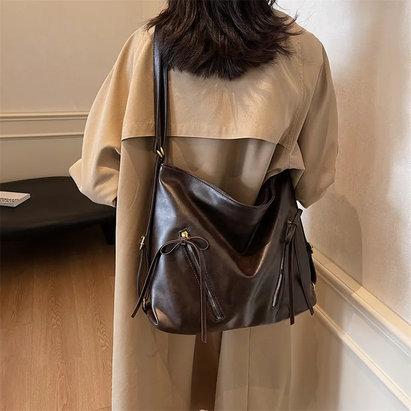 Iman's House PU Tote Bag, Shopping Bag, Crossbody Bag, Double Shoulder Bag, Shoulder Bag Women's Brown/Coffee/Black-13