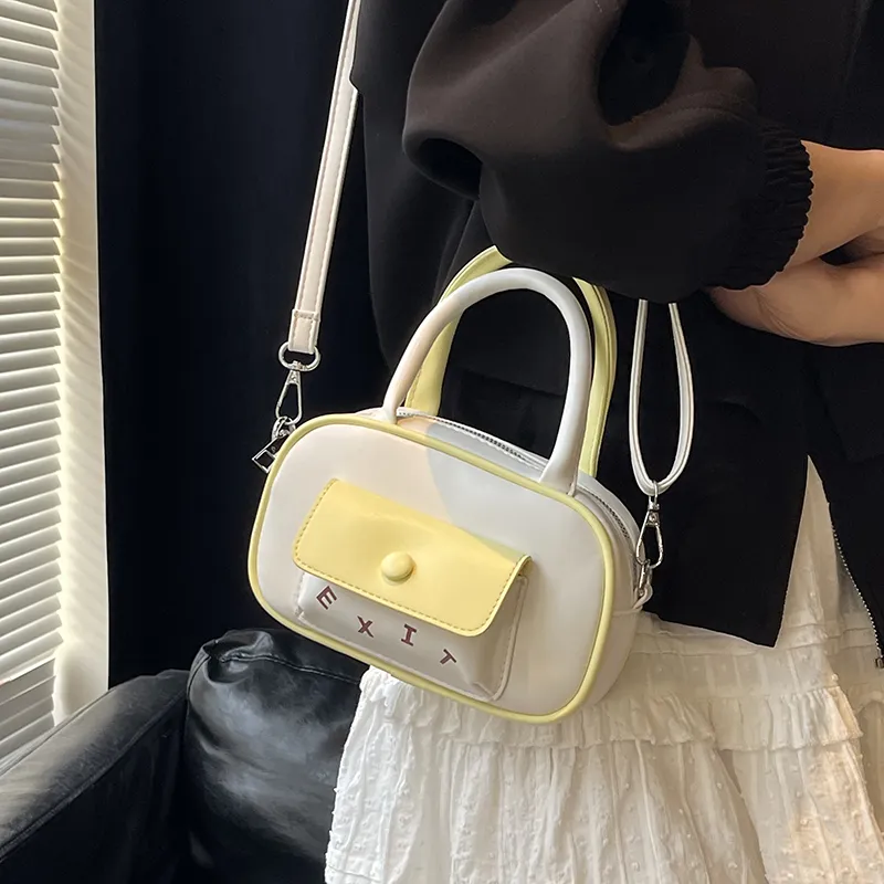 Iman's House PU One Shoulder Handbag Women's Ecru/Yellow/Silver/Purple-1
