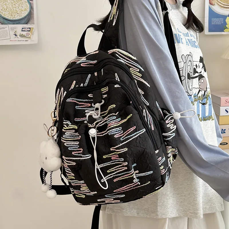 Iman's House Nylon Backpack Pink/White/Yellow/Black-9