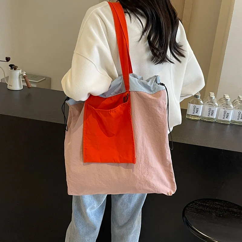 Iman's House Canvas Tote Bag, Shopping Bag, Shoulder Bag Women's Pink/Green/Khaki/White-3