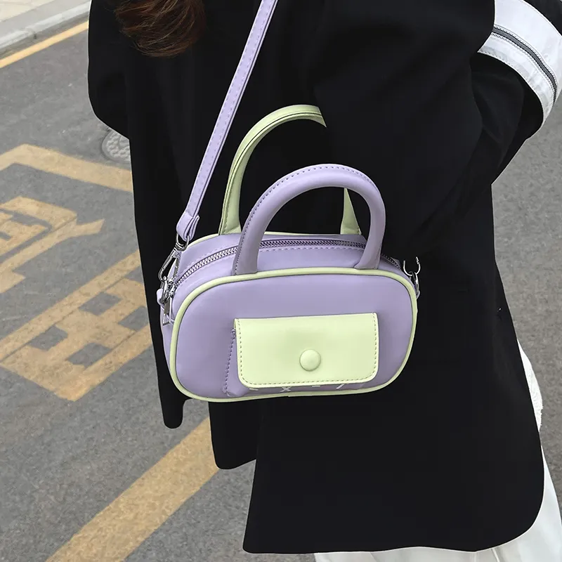 Iman's House PU One Shoulder Handbag Women's Ecru/Yellow/Silver/Purple-15
