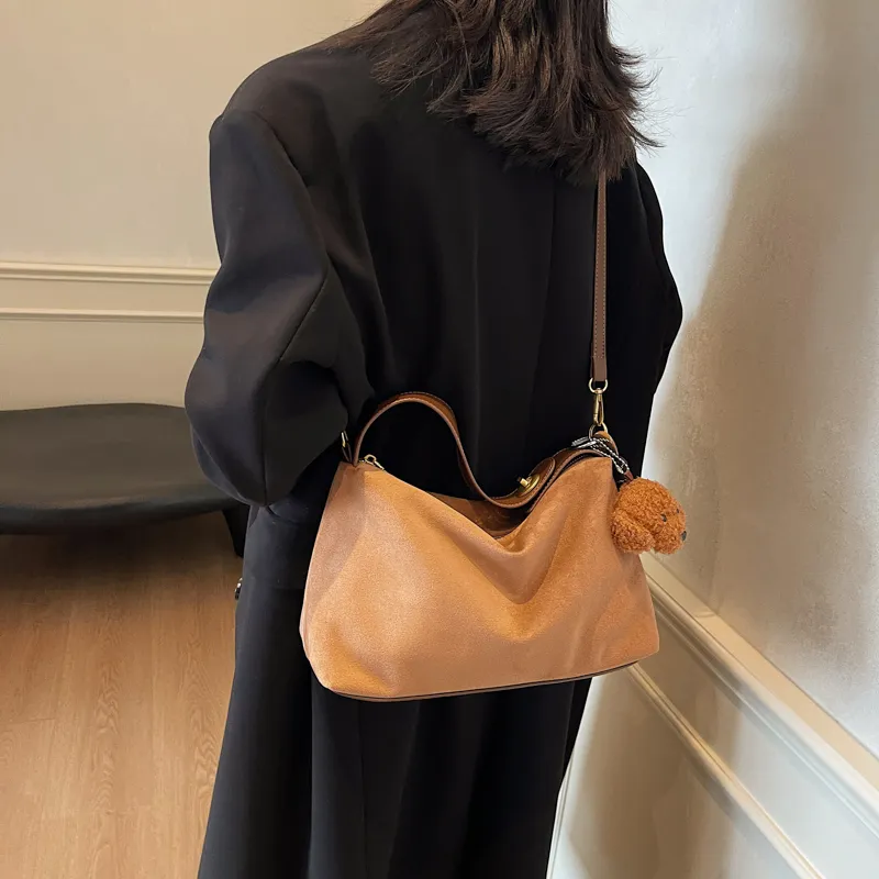 Iman's House PU Handbag, Crossbody Bag, Shoulder Bag Women's Suede Brown/Suede Coffee/Suede Black-4