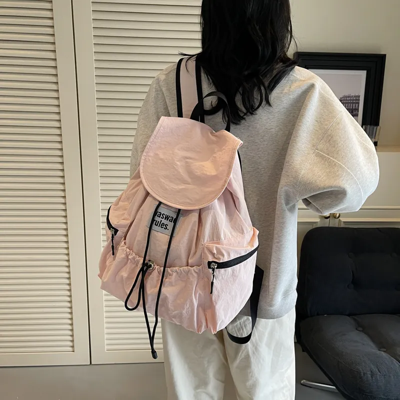 Iman's House Fabric Backpack Regular Women's Ecru/Yellow/Khaki/Green/Pink-20