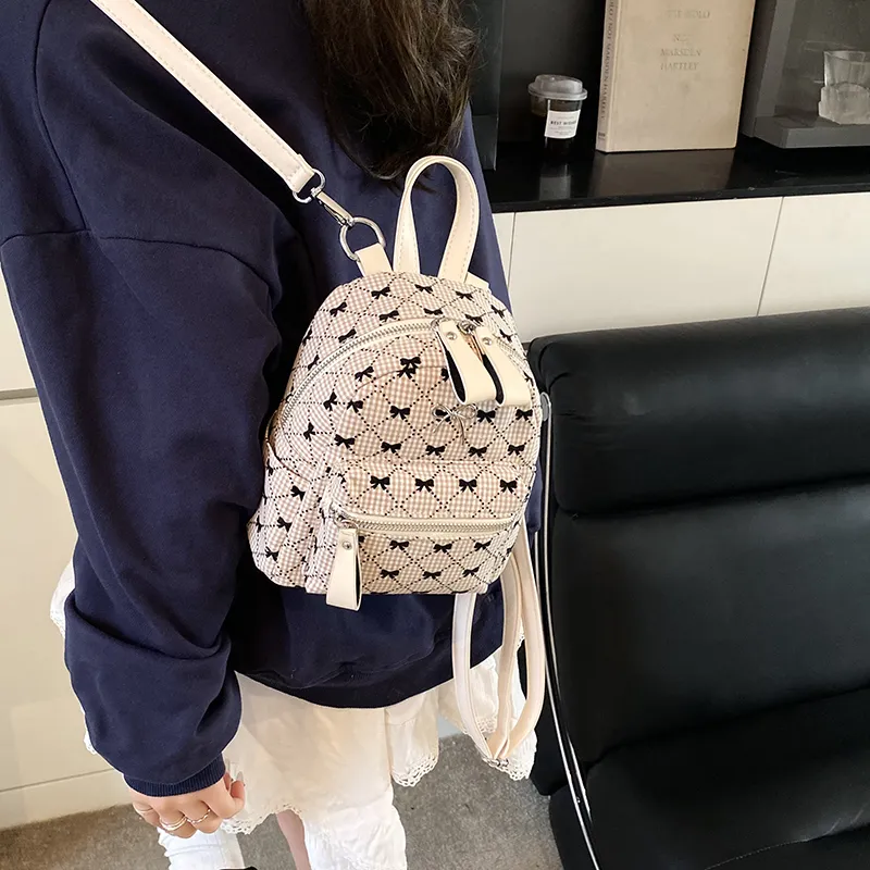 Iman's House PU Backpack Regular Women's White/Gray/Black-3