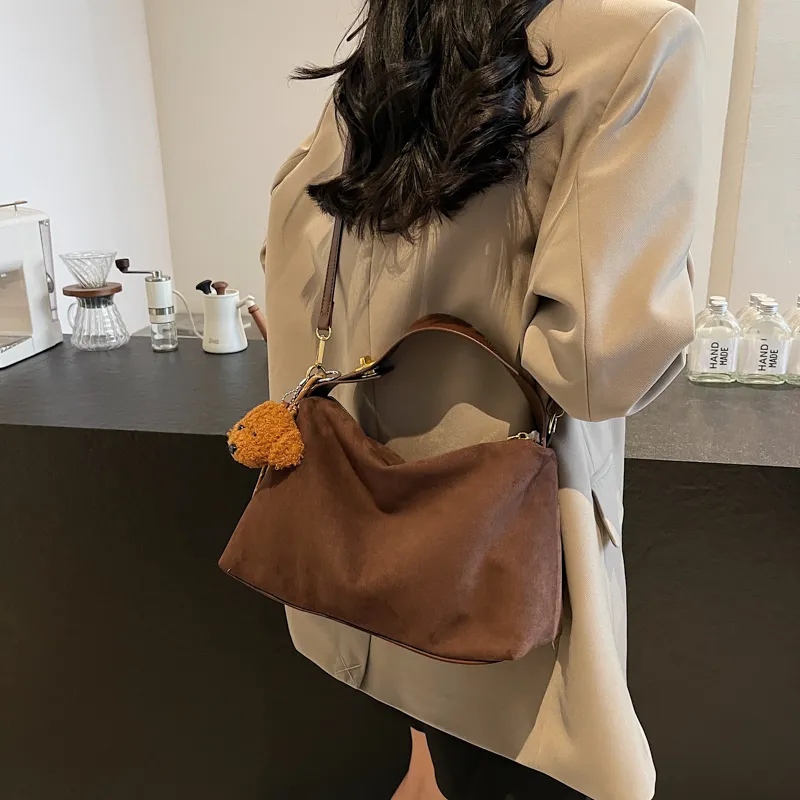 Iman's House PU Handbag, Crossbody Bag, Shoulder Bag Women's Suede Brown/Suede Coffee/Suede Black-8