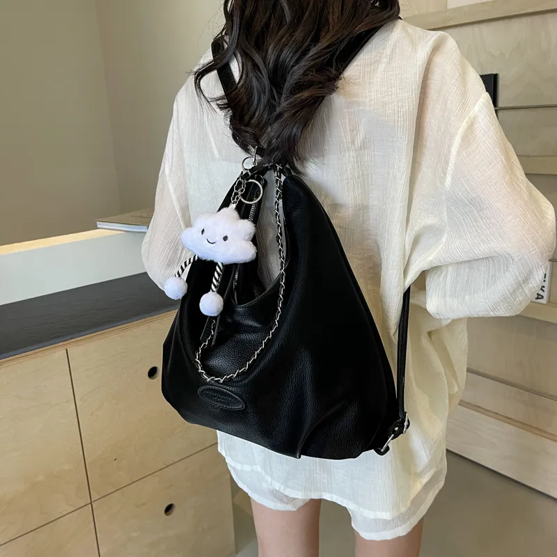 Iman's House PU Portable One Shoulder Backpack Regular Women's White/Blue/Black-14