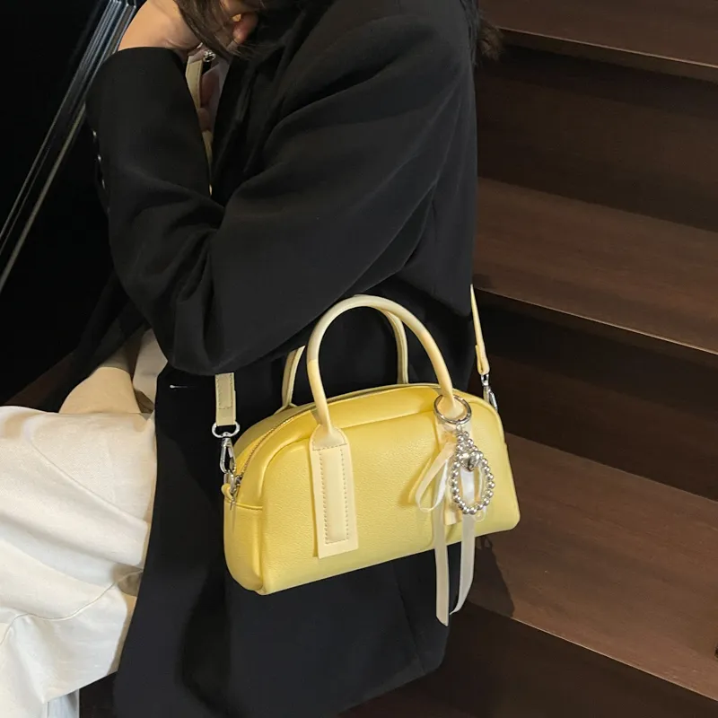 Iman's House PU One Shoulder Handbag Women's Ivory/Pink/Black/Yellow-12