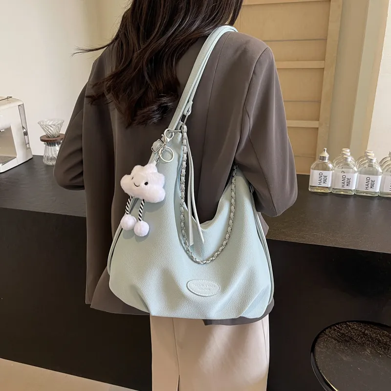 Iman's House PU Portable One Shoulder Backpack Regular Women's White/Blue/Black-10