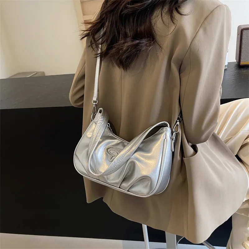 Iman's House PU Handbag, Crossbody Bag, Shoulder Bag Regular Women's Silver/Ecru/Red/Black-4