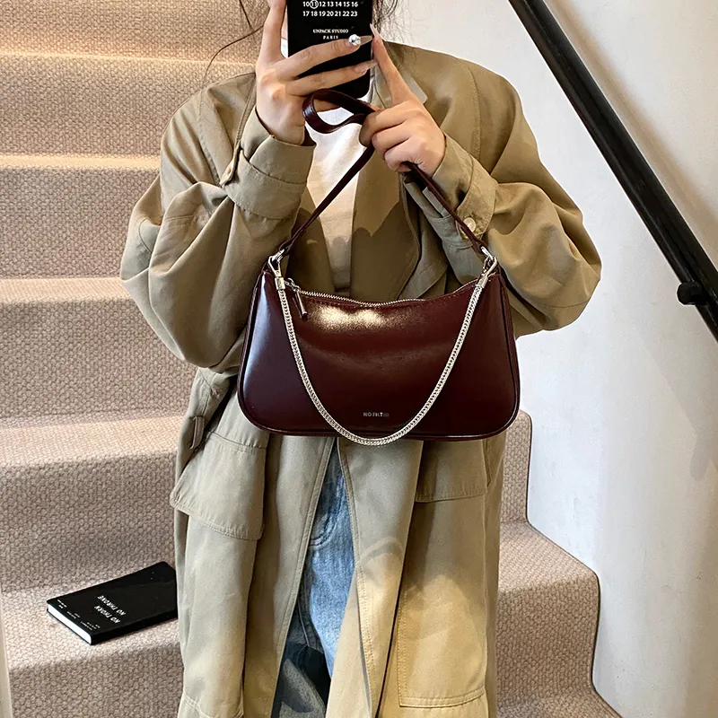 Iman's House Pu Crossbody One Shoulder Handbag Women's Black/Deer Brown/Brown/Red-13