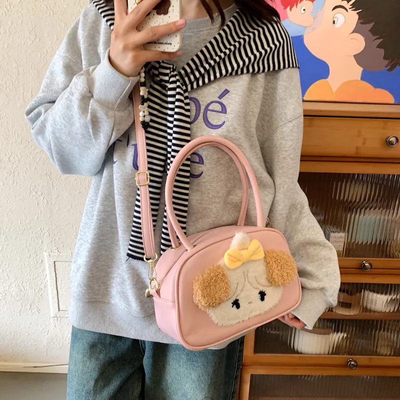 Iman's House PU One Shoulder Handbag Women's White/Pink/Brown/Black-7