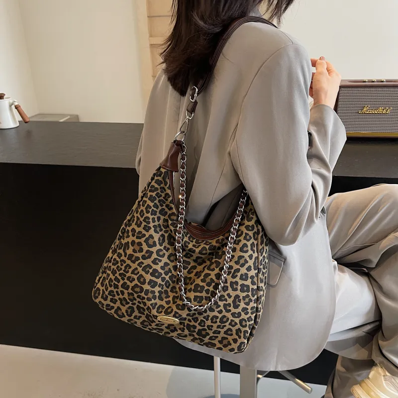Iman's House Canvas Shoulder Bag Large Size Women's Coffee/Black-1