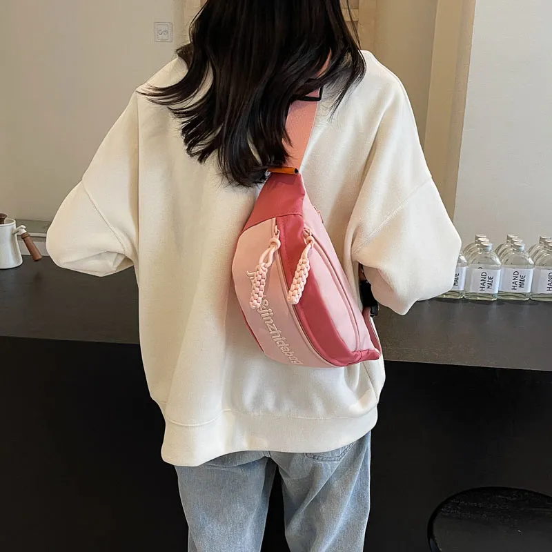 Iman's House Nylon Fabric Shoulder Bag Women's Pink/Ecru/Gray/Black-3
