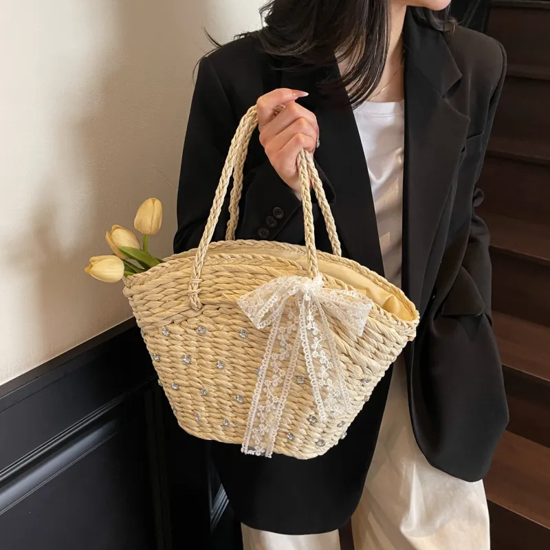 Iman's House Straw Woven Handbag Women's Multicolor-1