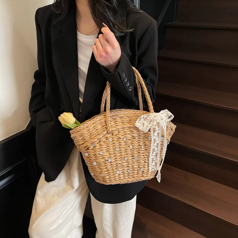 Iman's House Straw Woven Handbag Women's Multicolor-8