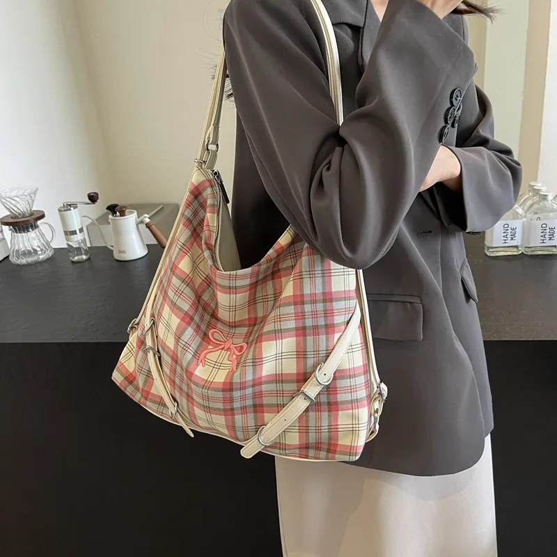 Iman's House PU Tote Bag Shopping Bag Crossbody Bag Shoulder Bag Women's White/Pink-9