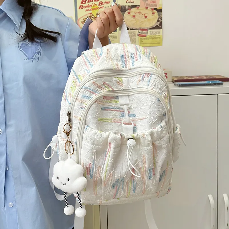 Iman's House Nylon Backpack Pink/White/Yellow/Black-4