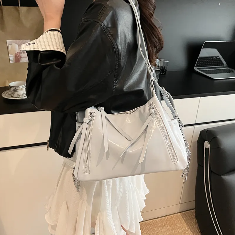 Iman's House PU Shoulder Bag Women's Black/White/Silver/Blue-18