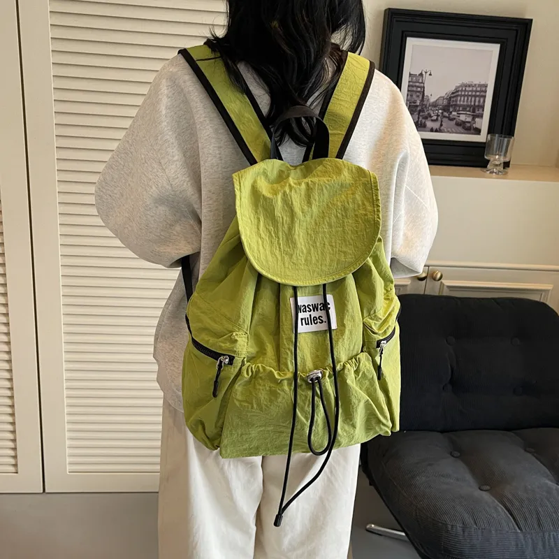 Iman's House Fabric Backpack Regular Women's Ecru/Yellow/Khaki/Green/Pink-15