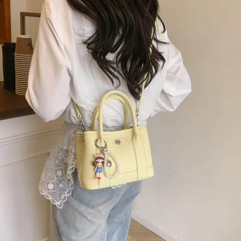 Iman's House PU Bucket Bag, One Shoulder Handbag Women's White/Pink/Yellow/Black-11