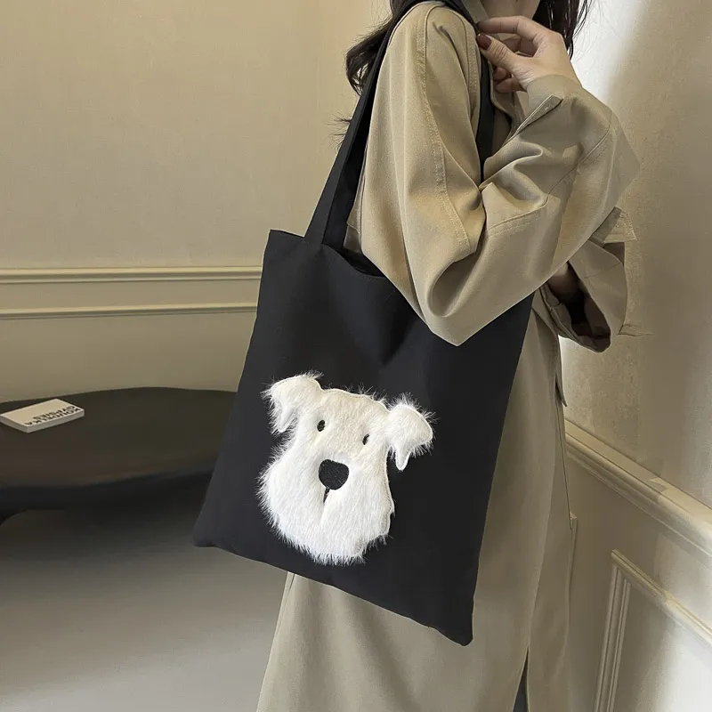 Iman's House Canvas Tote Bag Shoulder Bag Women's Ecru/Gray/Black-10