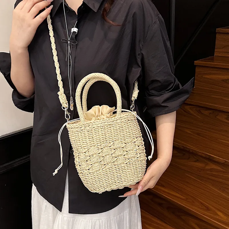 Iman's House Straw Woven Handbag Women's Ecru/Khaki-2